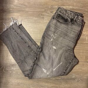 Good American Distressed Black Straight Leg Jeans